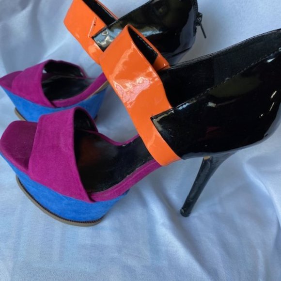 JESSICA SIMPSON platform multi color stilettos, size 7.5 - Picture 2 of 9